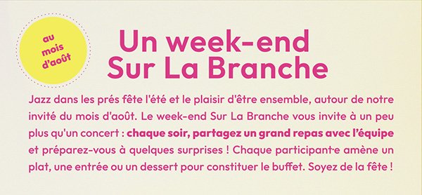 week-end sur la branche Aout 2026